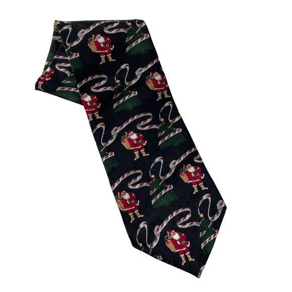 Vintage Silk Necktie - Christmas Holiday Santa - Picture 1 of 5
